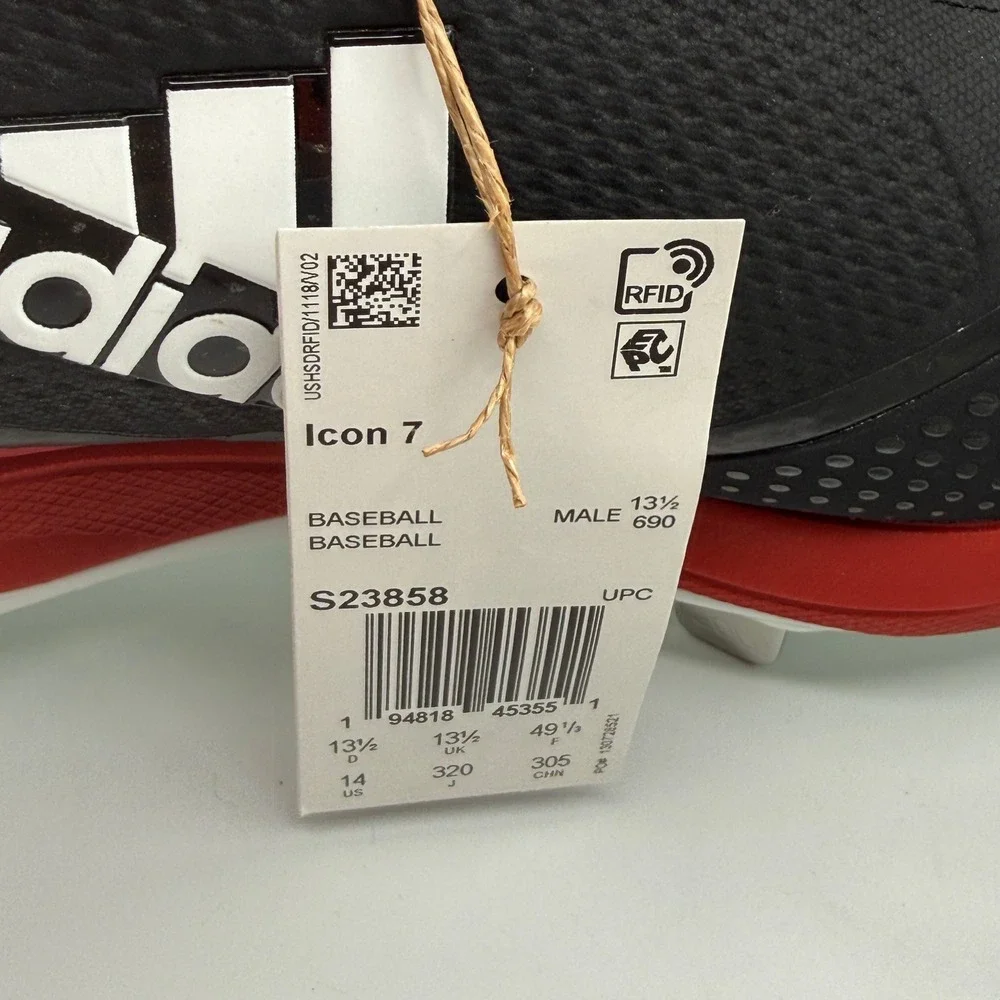 Adidas Icon 7 Baseball Cleats Mens 14 Black Red White S23858 Metal Spikes